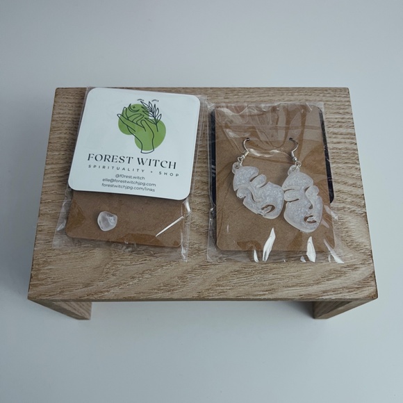 Forest Witch Jewelry - Woman (Smokey White) Minimalist Earrings, Feminist Earrings, Lesbian/bisexual